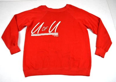 Винтажная толстовка University of Utah M/L 80-е Красная Реглан Носимая В Рубашке Художников - Изображение 1 из 4