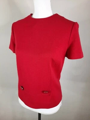 S2S Vintage 60s MOD Go Go Penny's Wool Short Sleeve Top England Made Red Twiggy  - Image 1 of 4