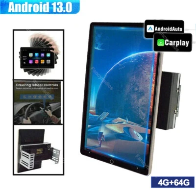 2 Din Android 13 10.1" Rotatable Touch Screen Car Radio Stereo Carplay FM GPS - Image 1 of 4