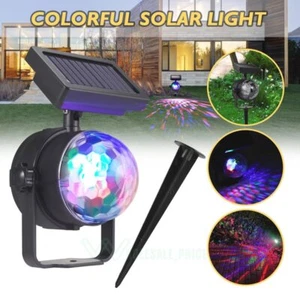 Solar Laser Lamp LED Projector Light Rotating Colorful Party Xmas Outdoor Garden - Picture 1 of 18