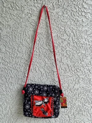 Bolso Bandolera Laurel Burch Libélula Negro Rojo Blanco Solapa Sobre 10x9x1.5 NUEVO Foto 1 de 4