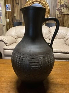 1955 Antique Handmade Dark Brown Ceramic Vase. Dimensions H22inch  W13inch - Picture 1 of 11