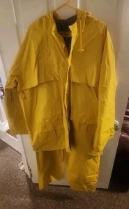 Vtg Wearguard 2 Pc Rain/HI-VIZ Yellow Jacket W/hood & Pants Set Size XL - Picture 1 of 22