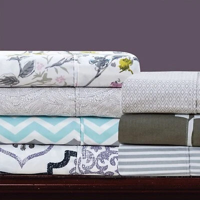 Bibb Home Egyptian Luxury 1800 Count Printed 4 Piece Sheet Set