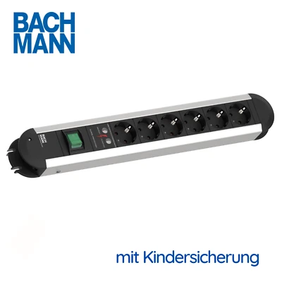 BACHMANN Steckdosenleiste PRIMO für Wohnraum, Handwerk, Büro Alu 2m Zuleitung - Bild 1 von 4