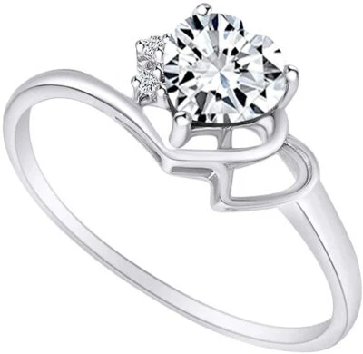 Anillo de promesa de corazón con piedras de nacimiento y diamantes naturales en oro blanco de 14 k Foto 1 de 4