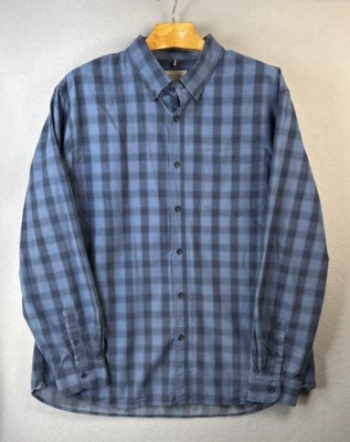 Boston Traders Button Down Shirt Mens Size XXL 2XL Long Sleeve Blue Plaid Cotton - Image 1 of 4