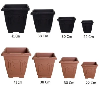 Plastic Deep Square Venetian Plant Flower Pot Planter Grow Container Garden - Image 1 of 4