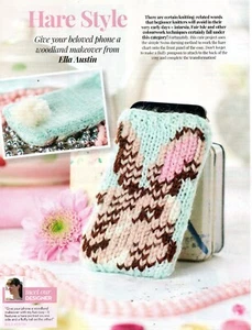 ~ Pull-Out Knitting Pattern For Cute Hare Motif Phone Cosy ~ - Picture 1 of 1
