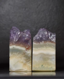 Druzy Amethyst Quartz Agate Cabochon pair Pure Sparkling Stone - Picture 1 of 4