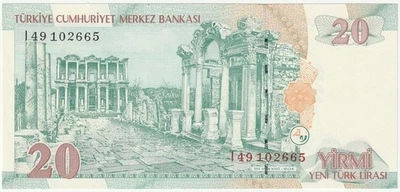 Turkey 20 Lirasi Banknote 2005 Uncirculated Grade-60 Pick#219 - Image 1 of 2