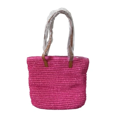 Bolsa tote de palha rosa Talbots nova com etiquetas - Imagem 1 de 4