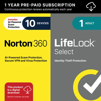 Norton 360 + LifeLock | 10 dispositivos | Directo de Norton | Descarga digital Foto 1 de 4