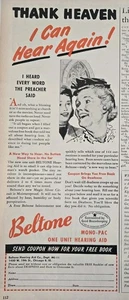1948 Beltone hearing aid Thank Heaven I can hear again vintage ad - Picture 1 of 1