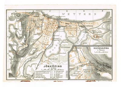 Husqvarna  1912   Original  MAP SWEDEN   city plan Jönköping - Image 1 of 4