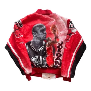 Vintage 1990s Michael Jordan Bulls Chalk Line Fanimation Jacket Age 14/15 Used - Picture 1 of 9