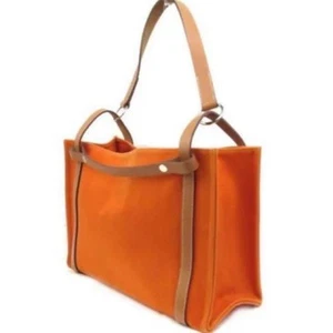 Hermes Shoulder Bag 2way Tote Bag Canvas Leather From Japan - Picture 1 of 10