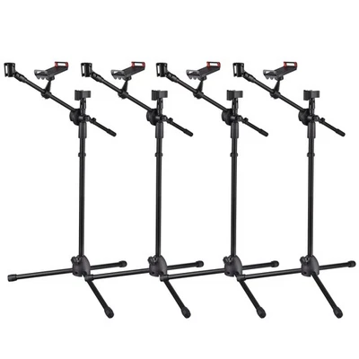 4 Packs Microphone Boom Arm Stand Dual Mic Clips Adjustable Tripod Phone Holder - Image 1 of 4