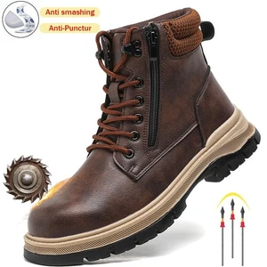 Botas de seguridad impermeables para hombre Botas con puntera de acero indestructibles botas de trabajo anti golpes - Imagen 1 de 16