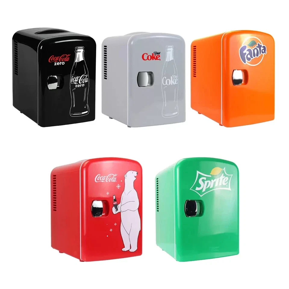 Coca Cola 4L Mini Fridge 6 Can Portable Cooler & Warmer in 6 Designs & Colours - Image 1 of 1