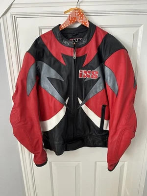 IXS Red/Black Genuine Leather Motorbike Jacket - Size 58" - Image 1 of 4