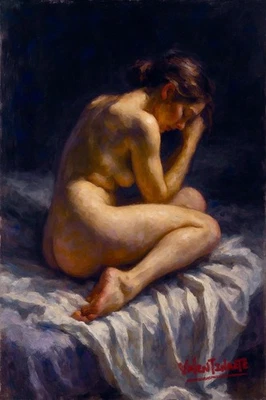 Impresión en Lienzo Edición Limitada Mujer Valentinarte Hermosa Anatomía Desnudo Arte Joven Foto 1 de 4