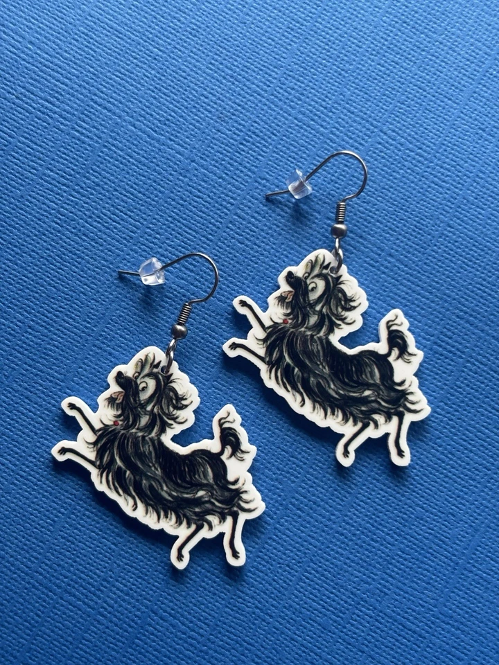 Hairy Maclary Style Dangle Earrings, Puppy Dog, Surgical Steel Hooks, Teacher - image 1 of 1
