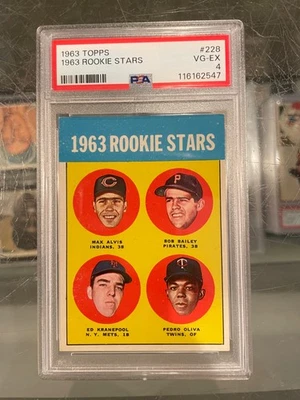 1963 TOPPS #228 ROOKIE STARS TONY OLIVA TWINS  BASEBALL CARD PSA 4 VG/EX - Image 1 of 2