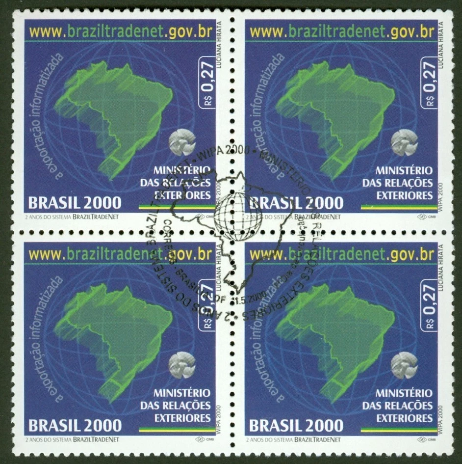 Brazil Tradenet - 2nd Anniversary -BRAZIL Stamp Block of 4-SC# 2741-FDOI - Image 1 of 1