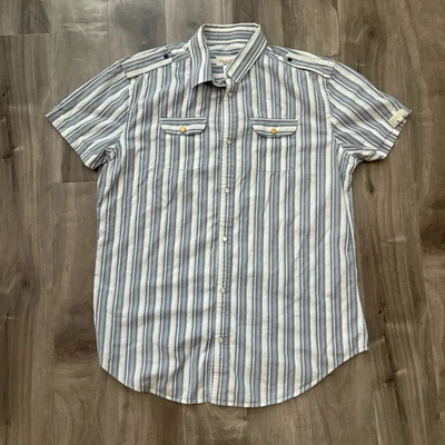 Diesel Project 78 Striped Western Snap Button Shirt Men's Extra Large Blue White - Image 1 of 4