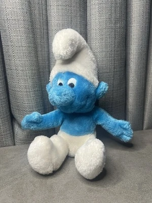 Juguete de peluche de colección Pitufo Peyo Berrie Corea azul 12 pulgadas 1979 con cáscara de nuez Foto 1 de 4