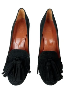Zapatos de corte Penelope Chilvers para mujer de gamuza con borla de tacón bloque negros talla 7 - Imagen 1 de 8