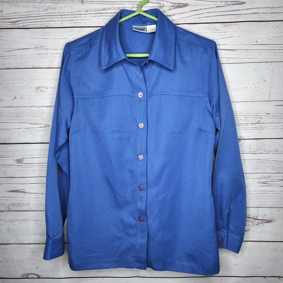 Женская рубашка-поло Leon Levin на пуговицах синяя размер маленький с длинным рукавом - Изображение 1 из 4