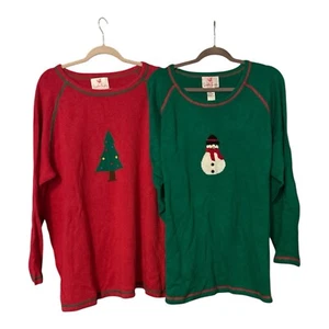 Vintage Quacker Factory Set Of 2 Christmas/winter Tunic Sweaters 2X NEW - Picture 1 of 10