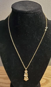 Genuine Real 18K Saudi Gold Necklace Rolo 18" w/ Pendant Flower 10K Design 3.8g - Picture 1 of 9