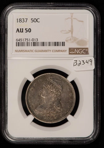1837 50c Capped Bust Half Dollar - Reeded Edge - Luster - NGC AU 50 - SKU-B2349 Cover