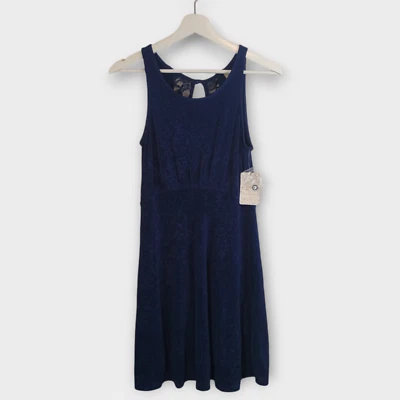 Vestido Free People Mujer Pequeño Azul Dama Jane Floral Cerradura Encaje Espalda Acampanado Mini Foto 1 de 4