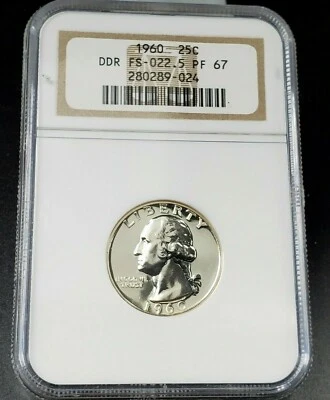 1960 25c Washington Quarter Silver Coin NGC PF67 FS-022.5 FS-801 DDR Double Die - Image 1 of 2