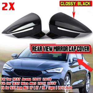 Tapa de cubierta de espejo retrovisor negro brillante para Seat Leon MK3 2013-2020 Ibiza 2017-2018 - Imagen 1 de 7