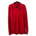 American Eagle Polo Shirt Adult Medium Red Rugby Long Sleeve Classic Men's LT