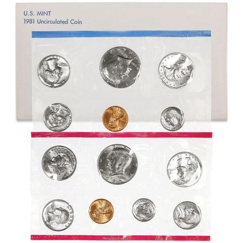 1981 Mint Set Original Envelope 13 Brilliant Uncirculated US Coins BU Cover