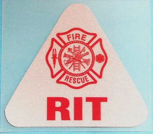 RAPID INTERVENTION TEAM Reflective Fire Dept. RIT Helmet Decal - 2" Triangle-RED - Picture 1 of 1