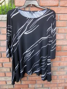 New $59.50 Tags NWT ALFANI Silky Stretch Black & White Swing Top 1X 2X 3X 4X - Picture 1 of 5