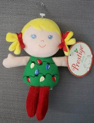 Prestigio Bebé Rubia Niña Arco Cinta Roja Luces de Navidad Muñeco de Peluche Juguete Foto 1 de 4