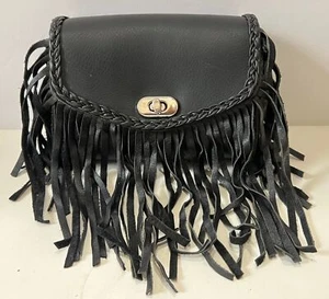 7" W MOTORCYCLE LEATHER BRAIDED WINDSHIELD BAG w/ FRINGE FOR HARLEY - DA04 - Picture 1 of 4