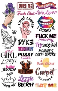 23 Naughty Temporary Tattoos Adult Body Art Slave Kinky Sex Hot Slutty Stickers - Picture 1 of 7