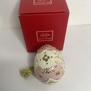Lenox Venetian Jewel Egg Pink Enamel Ornament 3.75” Christmas - Picture 1 of 6