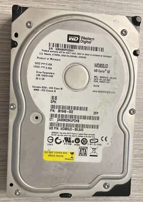 Hard Disk Western Digital 80GB SATA 3.5" WD800JD usato, in ottime condizioni - Immagine 1 di 4