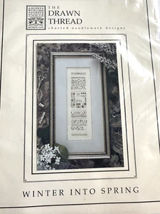 New Drawn Thread WINTER INTO SPRING Sampler Cross Stitch KIT Silk Threads, Linen - Picture 1 of 4