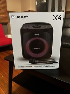 NEW BlueAnt Portable X4 Bluetooth Party Speaker Light Up Microphone Black